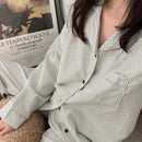 Striped Sleepwear Women Pajama Sets Korean Piiama Pants Sets for Women 2 Pieces Button Night Wears Long Sleeve Home Suit pigma