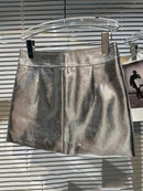 DEAT Shiny PU Leather Zipper Design Skirts Women's Streetwear High Waist Trend Pocket Wrap Hip Skirt Female 2024 Spring 11XX1221