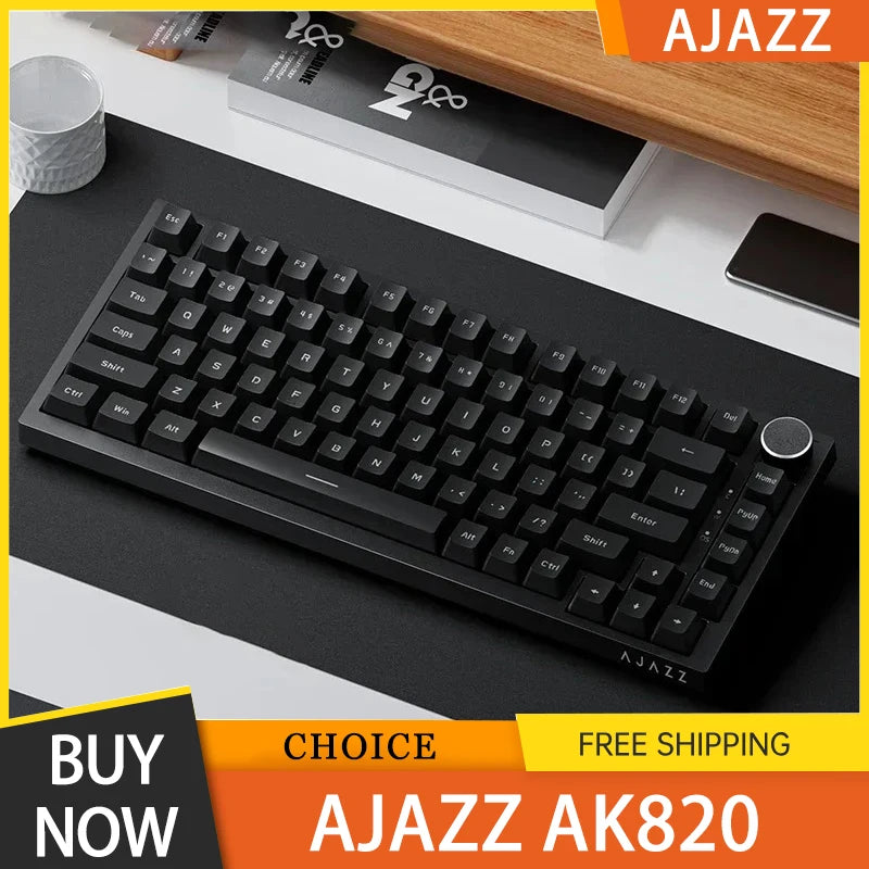 Ajazz Ak820 Mechanical Keyboard Customized Wired Hot Swapsoft Gasket Structure Optional Rgb Backlit 75% Portable for gift