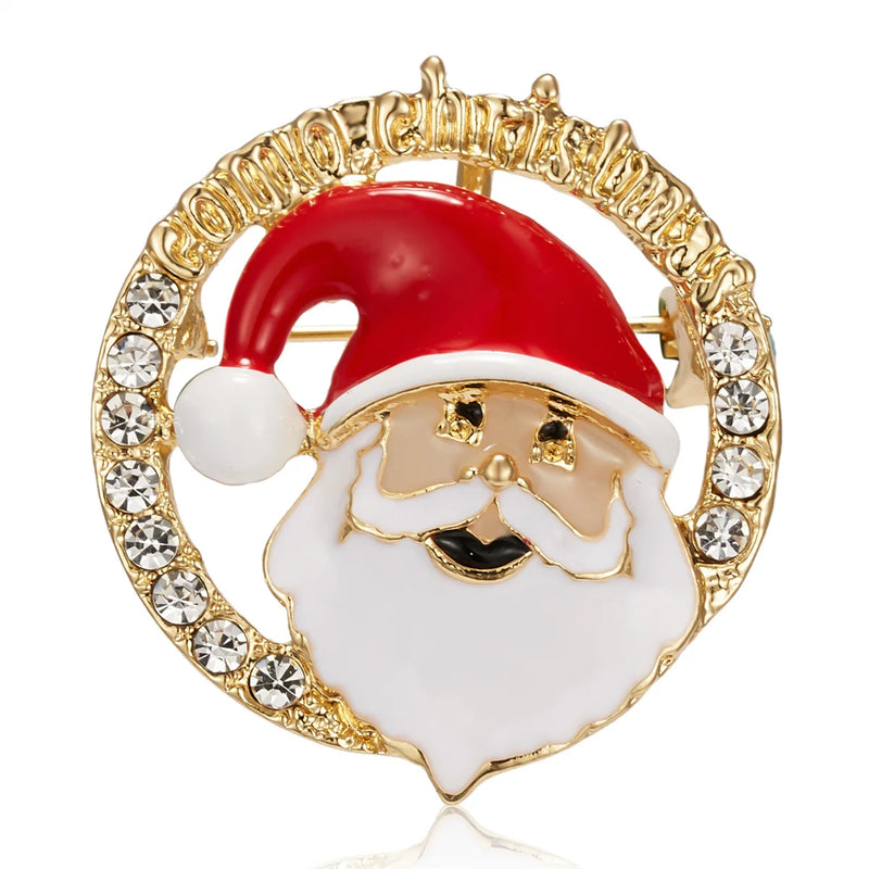 2024 New Exquisite Xmas Enamel Pin Snowman Santa Claus Tree Bells Brooch For Women Christmas Gifts Accessories Fashion Jewelry