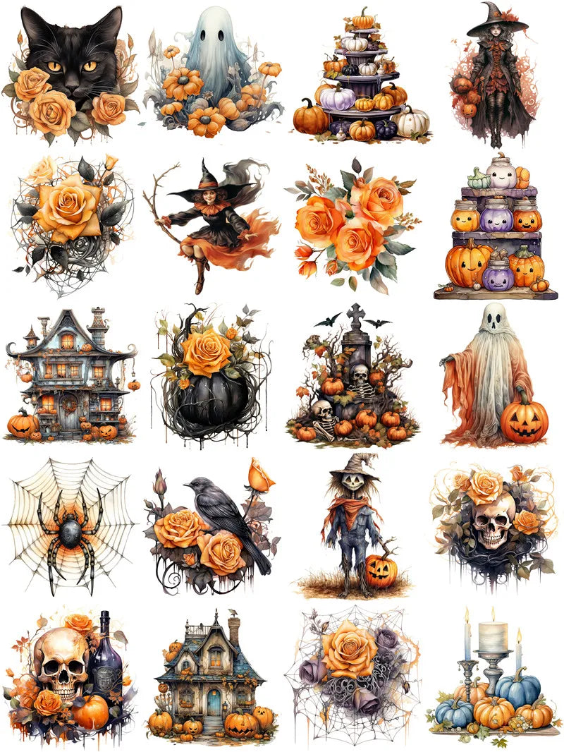 20Pcs/Pack Halloween Sticker DIY Craft Scrapbooking Album Junk Journal Decorative Stickers