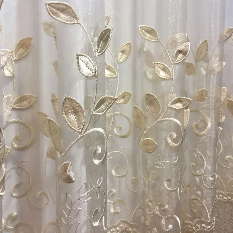 European Style Embroidered Curtains Tulles for Living Room Bedroom Dining Luxury Sheer Voile Yarn Transparent High Grade Drape