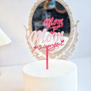 Best Mom Mother's Day Party Cake Topper Pink Red Love You Mum Acrylic Cake Topper for Mommy Birthday Party Cake Decorations Gift