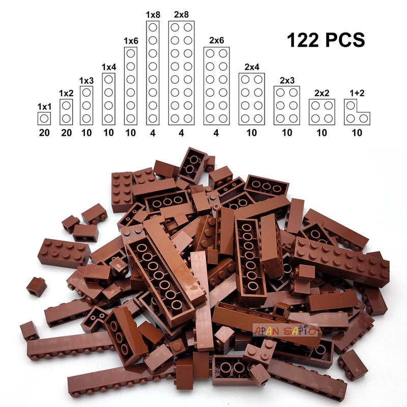 122pcs Thick Figures Bricks 12 Size DIY Building Blocks Educational Creative Size Compatible With 3001 Plastic Toys for Children