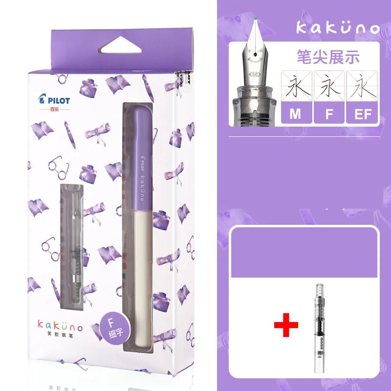 PILOT KaKuno Smile Face Fountain Pen FKA-1SR Replaceable Ink Bag Writing Smooth Stationery School Supplies Office Gift Box