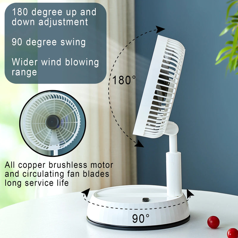 USB 8 inch Remote Control Fan Telescopic Folding Fan USB Charging Super Quiet Adjustable Height and Head Great for Office Home