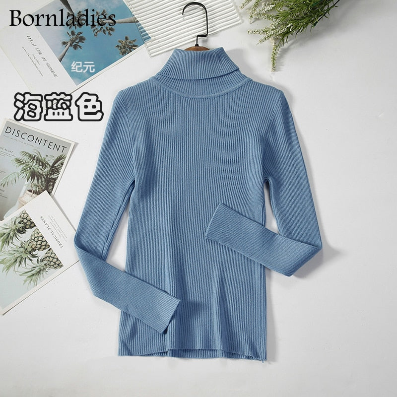 Bornladies 2022 Basic Turtleneck Women Sweaters Autumn Winter Tops Slim Women Pullover Knitted Sweater Jumper Soft Warm Pull