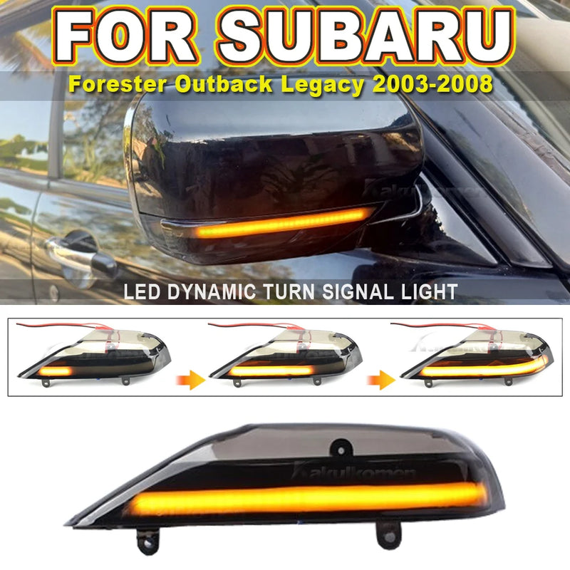 Car LED Dynamic Turn Signal Lights For Subaru Forester Side Mirror Blinker Indicator For Subaru Outback Legacy 2003-2008