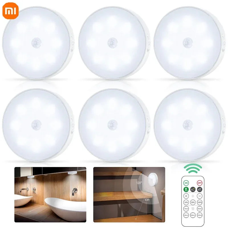 Xiaomi Night Lamp With Motion Sensor Rechargeable Movement USB Wall Light Dimmable For Bedroom Bedside Kitchen Cabinet Lighting