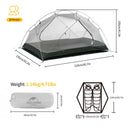 Naturehike Mongar 2 Camping Tent Ultralight Outdoor 3 Season Waterproof 20D Nylon Hiking Tent 2 Person Backpacking Tent