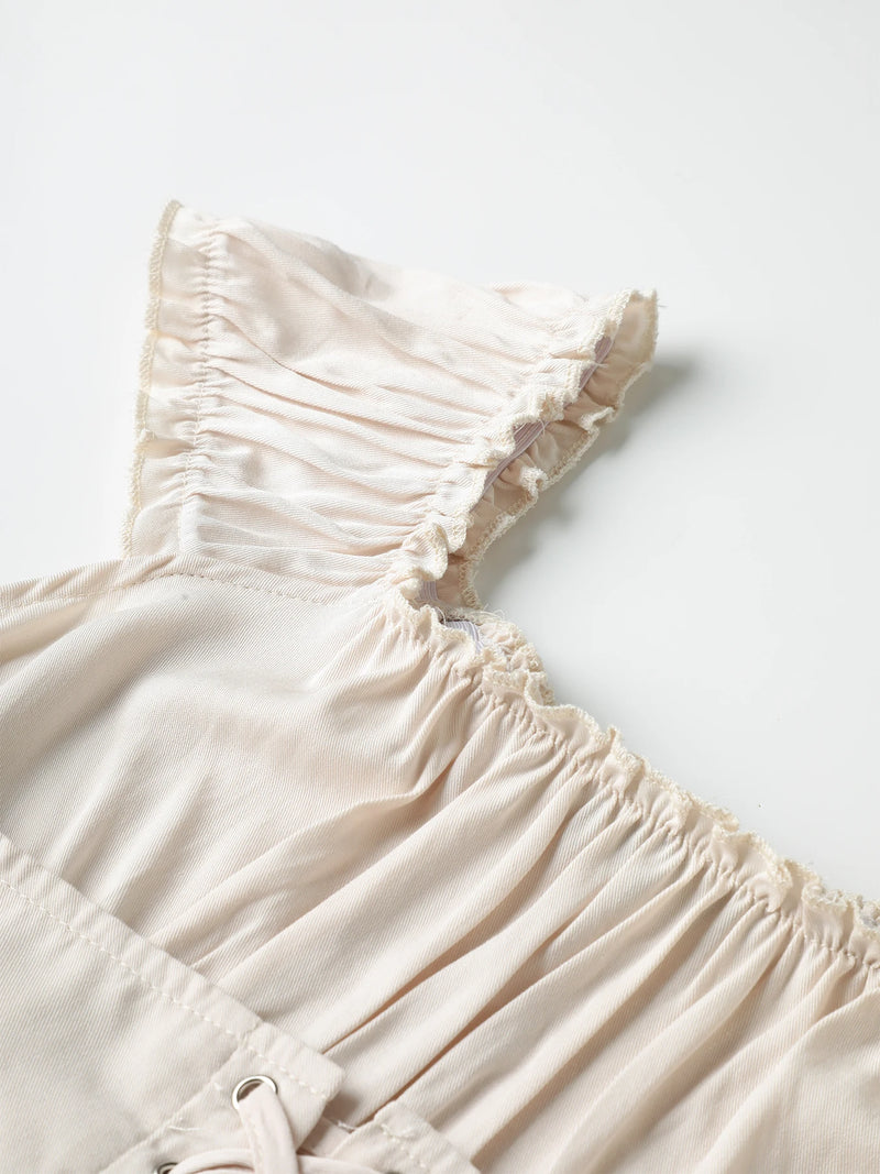 Square Neck White A Line  Casual Dresses Fashion simple Long Dress