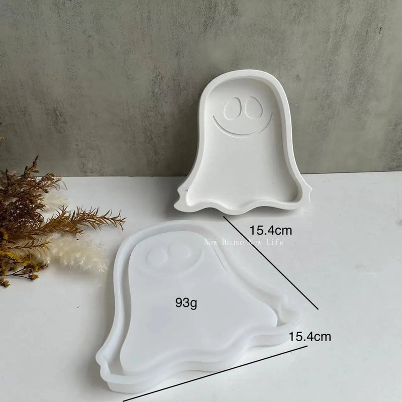 Halloween Pumpkin Bat Specter Tray Molds Silicone Coaster Mold Epoxy Resin Casting Molds for Making Faux Agate Cup Mat