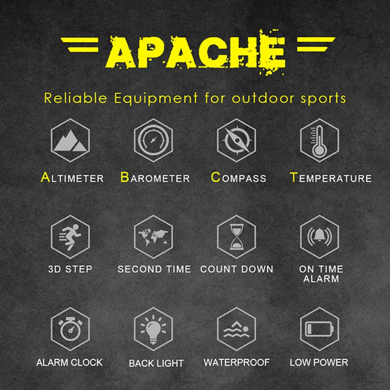 NORTH EDGE APACHE Men's Smart Watch Altimeter Barometer Compass Military Army Smartwatch Swimming Running Clock Waterproof 50m