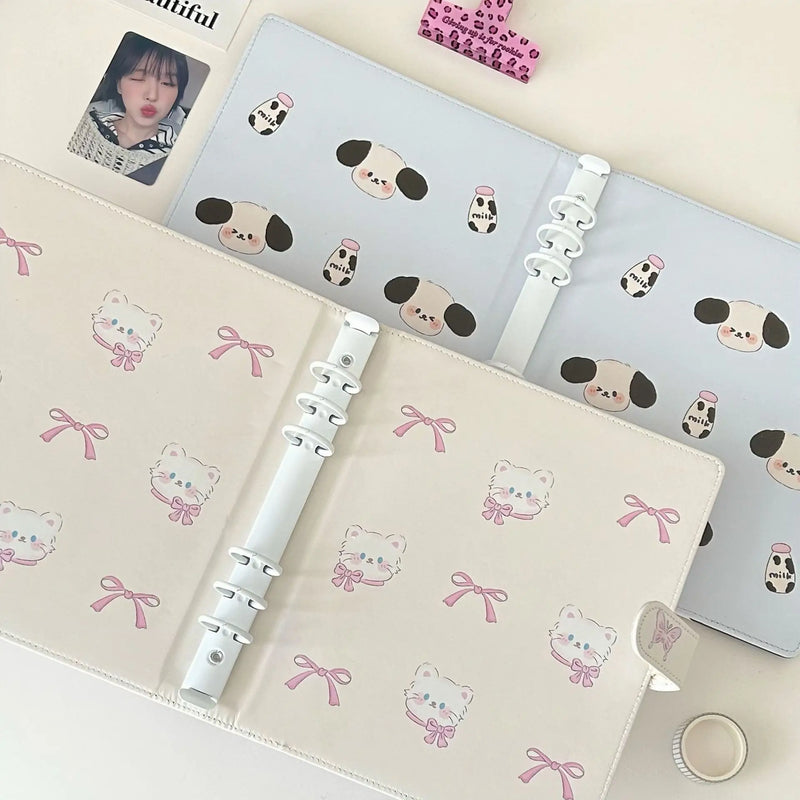 A5 Cute Cat Idol Cards Photo Album Photocards Binder Kawaii Kpop Cards Loose-leaf Album Photo Collect Book School Stationery