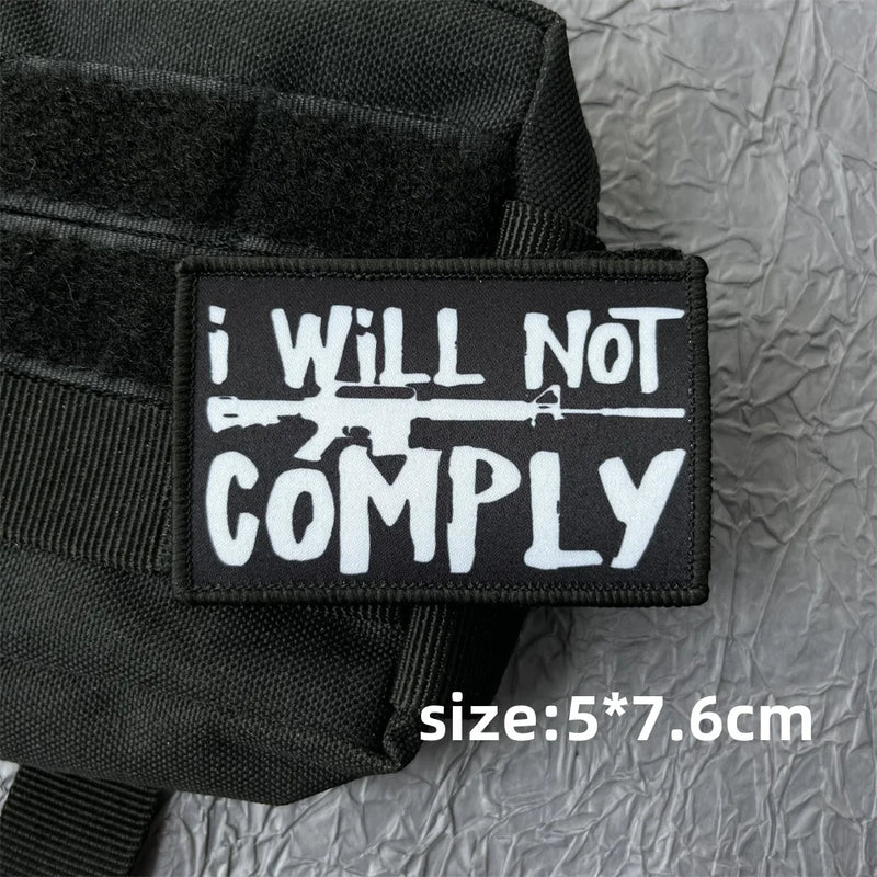 NOT TODAY Letter Stickers for Clothes Tactical Backpack Gear Military Patches Hook and Loop Patch Outdoor Badges