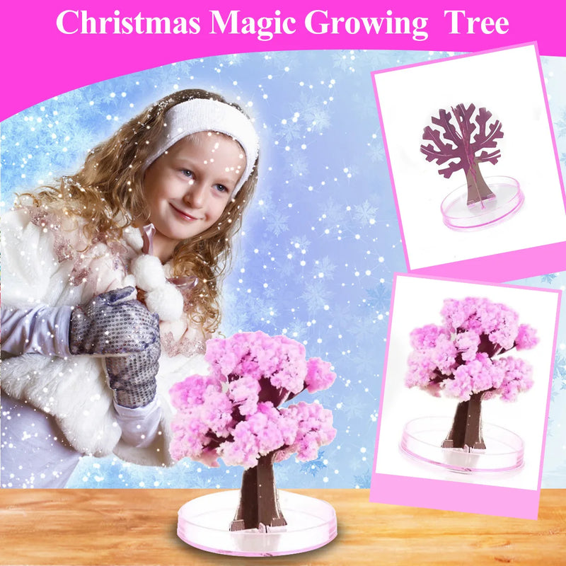 Mini Magic Sakura Miniature Tree DIY Crystal Growing Paper Plantas Miniatura Ornaments Decor Novelty Boy Girls Gift Science Toys