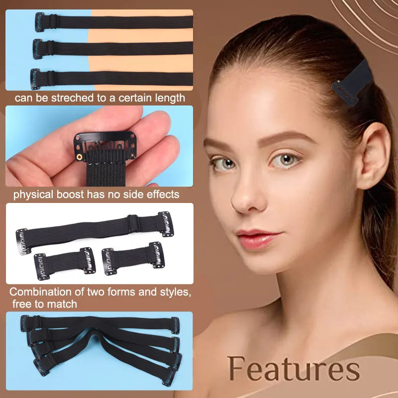 Facelift Stretching Belt Head Bands with Clips Reusable Facial Lifting Bands Stretch Out Strap Adjustable Elastic Band for Hair