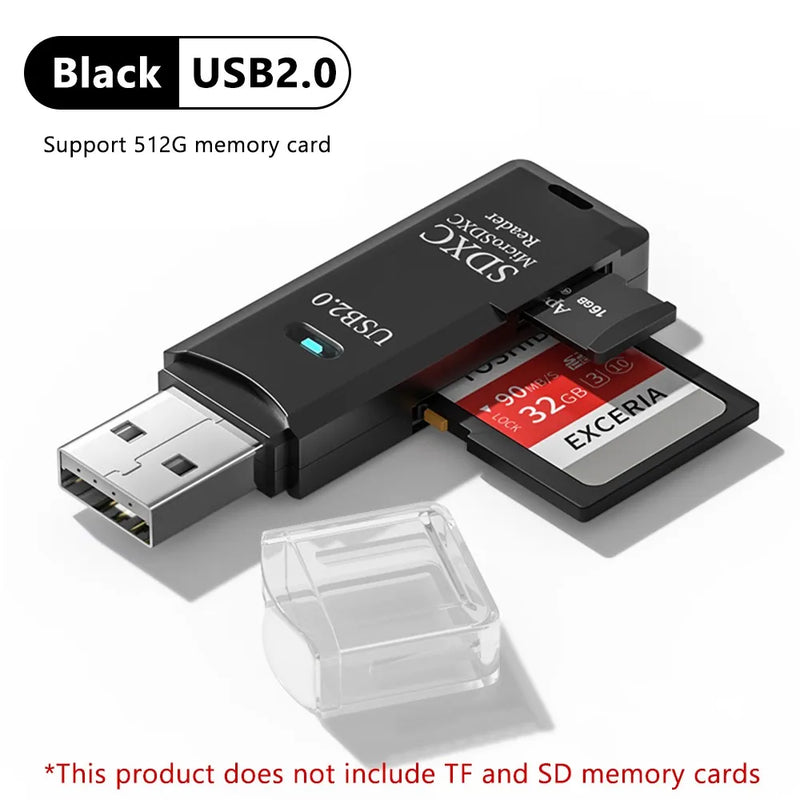 2PCS 2-in-1 USB 3.0 Card Reader Micro SD TF Memory Card Reader USB Flash Drive Cardreader Adapter For PC Laptops Accessories