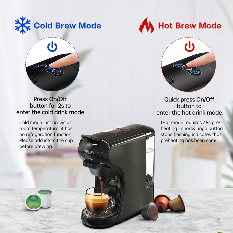 HiBREW Coffee Machine 19 Bar 4in1 Hot &amp; Cold Multiple Capsule Espresso Cafetera Pod Coffee Maker Dolce Milk Nexpresso Powder H1A