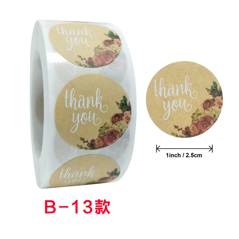 500pcs 1inch Thank You Stickers For Envelope Sealing Labels Stationery Supplies Handmade Wedding Party Gift Decoration Sticker