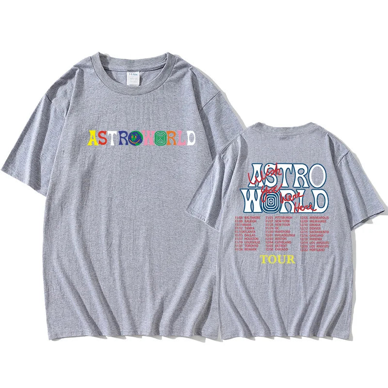 AstroWorld Tour Oversized T shirt men women1:1letter print T Shirts hip hop streetwear kanye west ASTROWORLD Tshirt