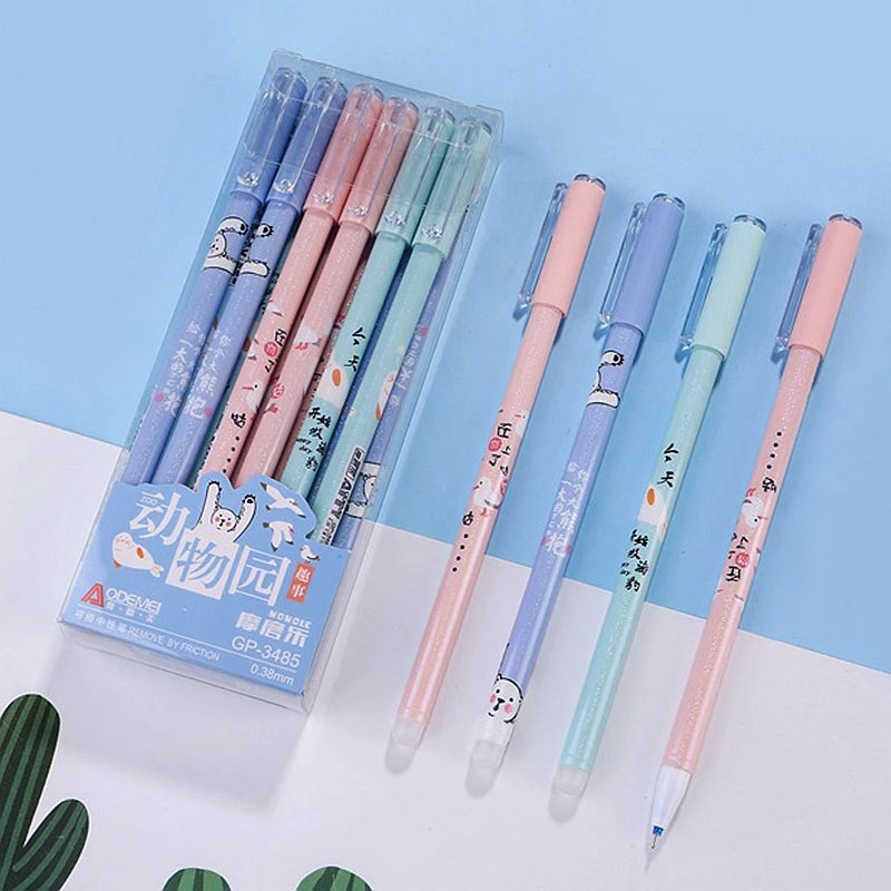 3Pcs/lot Kawaii  Erasable Blue Black Ink Gel Pen 0.38mm/0.5mm Washable Magic Erasable Pens for School Office Supplies Stationery