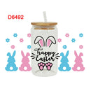 UV DTF Transfers Stickers, Cup Wraps, Bunny, Happy Easter, Printed for DIY Glass, Ceramic Metal Leather, 3D, 16oz D6263