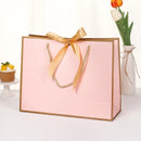 10pcs/lot High Quality Pretty Pink Gift Bag Gift Box Ornament Pajama Book Black Handle With Ribbon Paper Box Bag Kraft Packaging