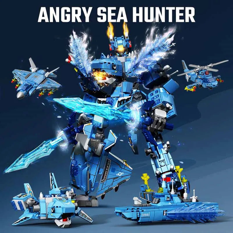 SEMBO Transforming Mech Robot Assemblage Building Blocks Kits MOC Tank Helicopter Fighter Battleship Models Kids Toys Boys Gifts