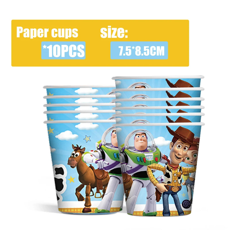 Toy Story Birthday Party Supplies  Cowboy Buzz Lightyear Balloons Snap Bracelet Paper Plate Cup Banner Birthday Gift Surprise