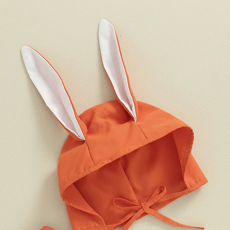 Infant Baby Girl Boy Easter Outfits Fuzzy Embroidery Sleeveless Romper with Bunny Ears Hat Set Toddlers Summer Clothes Sets