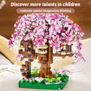 Building block toy pink cherry blossom treehouse rainbow treehouse building block children's parent-child assembly toy