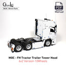 Technical Truck Engineering 6x4 Tractor Unit Semi Trailer Container Modified from 42078 the Mark Anthem MOC Building Blocks Toys