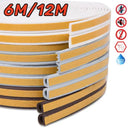 6M/12M Door Window Seal Strip DIEP Self-adhesive Acoustic Foam Sealing Strip Tape Insulation Windproof Rubber Weatherstrip