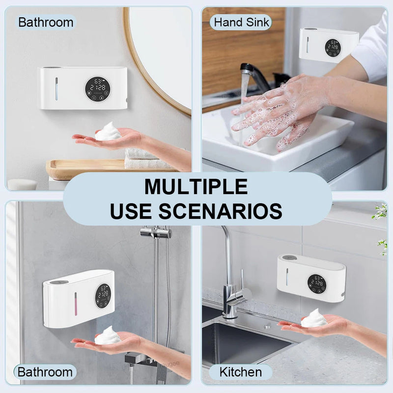 Automatic Foam Soap Dispensers Touchless Hand Wash Soap Dispensers with Temperature Display 500ML Wall Mount Foam Soap Dispenser