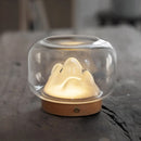 Creative Warm Lamp Mini Fish Tank Snow Mountain Lamp Thickened Glass Fish Tank Living Room Desk Mini Aquarium Pet Decoration