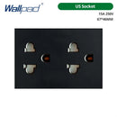 DIY Frame Only Wallpad Glass Aluminum Stainless Steel Panel 1 2 Gang Intermediate Reset Switch Brazil Socket 118*75mm