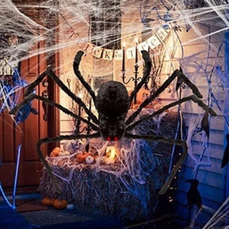 Halloween Big Plush Spider Horror Halloween Decoration Party Props Outdoor Giant Spider Decor 30-200cm Black Spider Plush Toys