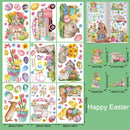 Easter Bunny Window Static Stickers Spring Flowers Living Room Window Glass Stickers Home Decorations Resurrection Day 2025