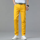 White Yellow Pink Red Fashion 5 Color Fashion Men's Stretch Jeans Slim Streetwear Korean Business Straight Casual Denim Trousers