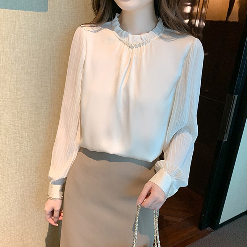 2023 Fashion Chiffon Women Blouse Shirt New Long Sleeve Women&