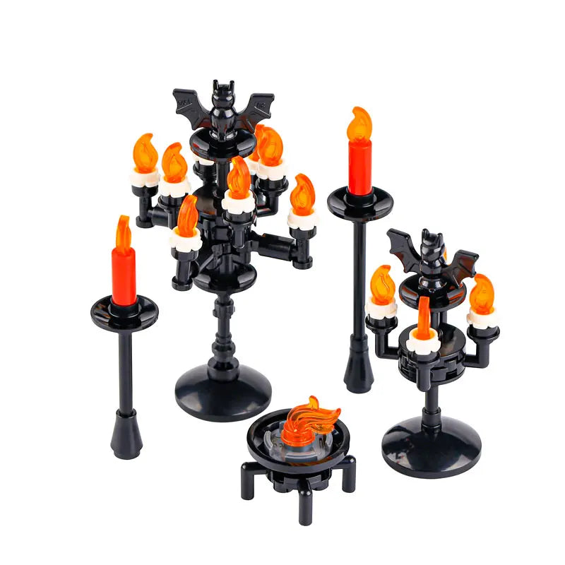 MOC Halloween Skeleton Horde  Building Blocks Dark Castle with Vampire Throne DIY  Medieval Bricks Collection Gift