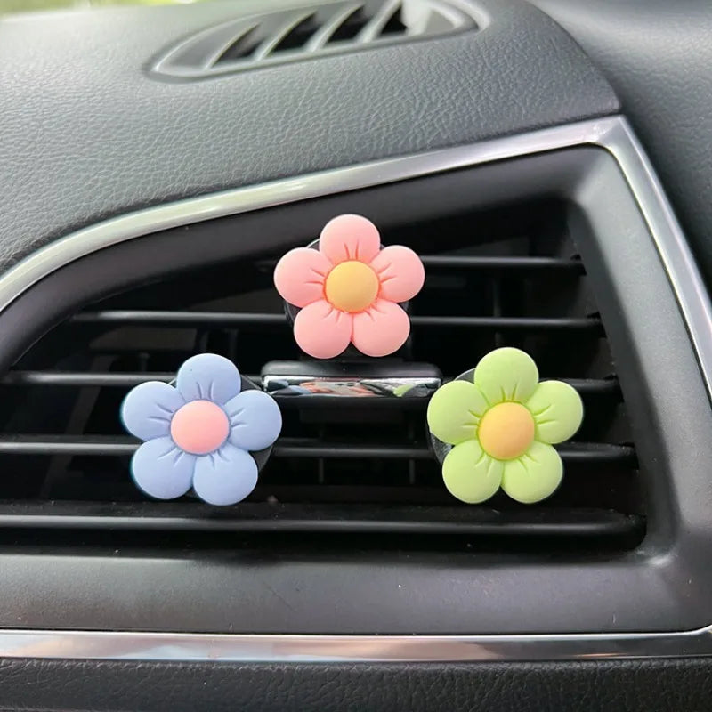 Cute Flower Perfume Clip Car Air Outlet Decoration Aromatherapy Air Freshener Colorful Flora Ornament Auto Interior Accessories