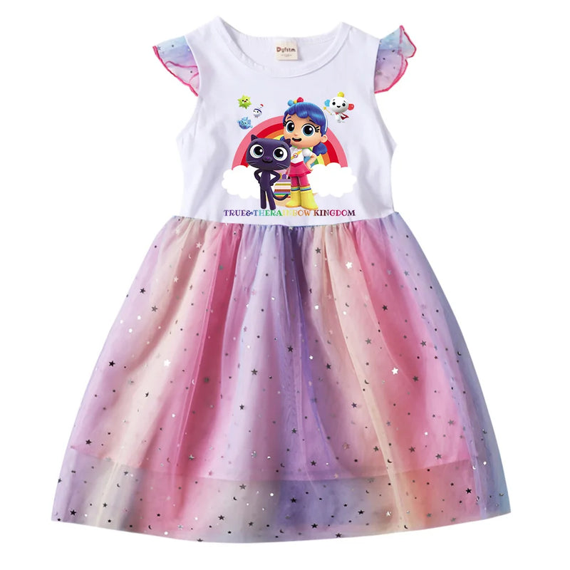 Cartoon True and The Rainbow Kingdom Costume Baby Girls Cute Summer Dress Kids Wedding Party Dress-up Children Princess Vestidos