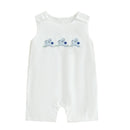 Infant Easter  Adorable Sleeveless Round Neck Rabbit Embroidered Loose Fit Romper Baby Jumpsuit Toddler Outfit for Spring