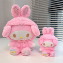 Easter Cute Hellokitty Kuromi Melody Cinnamoroll  Pochacco Turn Into Rabbit Plush Toys Cartoon Lovely Stuffed Dolls For Holiday