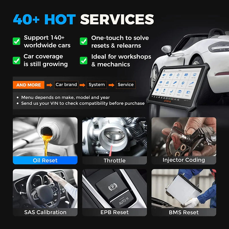 OTOFIX D1 Diagnostic Tool Bi-directional Control OE-level OBD2 All System Bluetooth Scanner Automotive Tool 2 Years Free Update