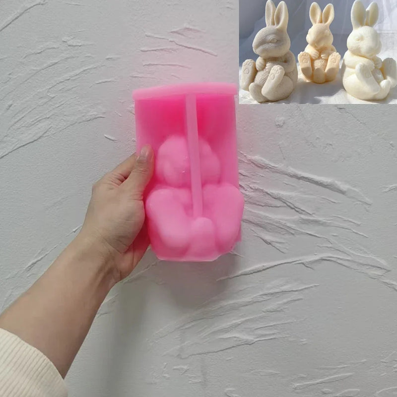Two Designs Golden Rabbit Silicone Candle Mold Bunny Silicone Mold Sitting Rabbit Animal Soy Wax Mould Resin Easter Home Decor