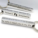 Vnox Personalize Keychains, Custom Father's Day Gift to Him, 3D Bar Key Chain, Stainless Steel Name Date Logo Engraving Keyrings