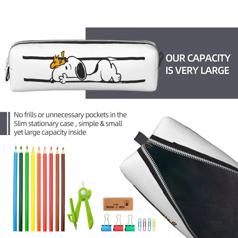 Snoopy & Woodstock Smile Giggle Laugh Pencil Case Pencil Pouch Pen Holder Girls Boys Bags Students School Gifts Stationery